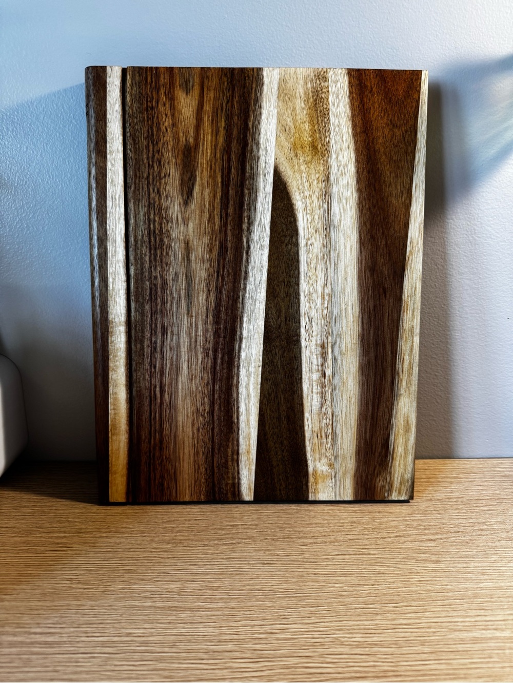 Handmade Striped Acacia Wood Cutting/Serving Board - Natural Brown & Cream